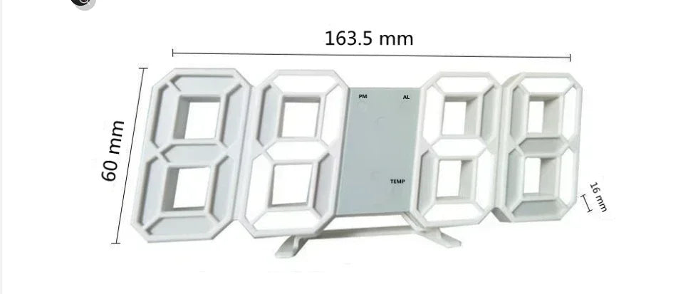 LED Digital Desk & Wall Clock – Alarm, Snooze & Dimmer
