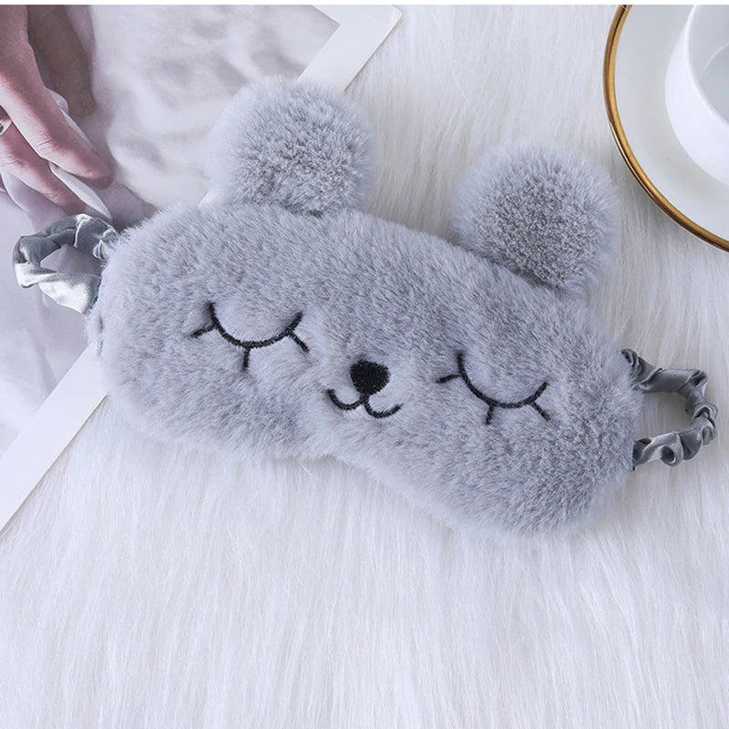 Cartoon Rabbit Plush Sleep Eye Mask – Light Blocking Travel