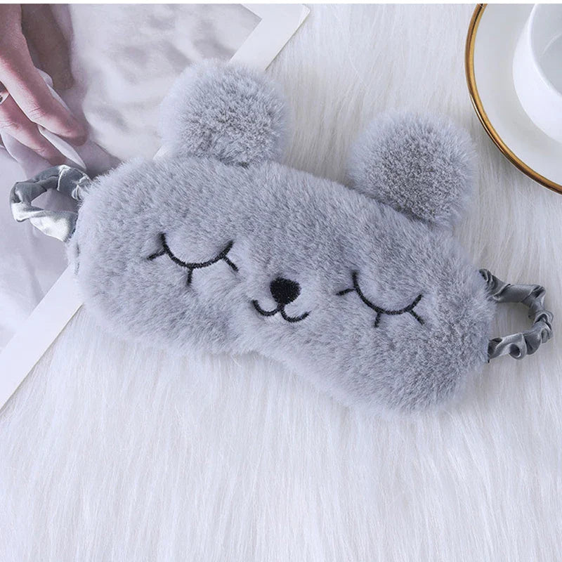 Cartoon Rabbit Plush Sleep Mask – Light Blocking Eye Cover