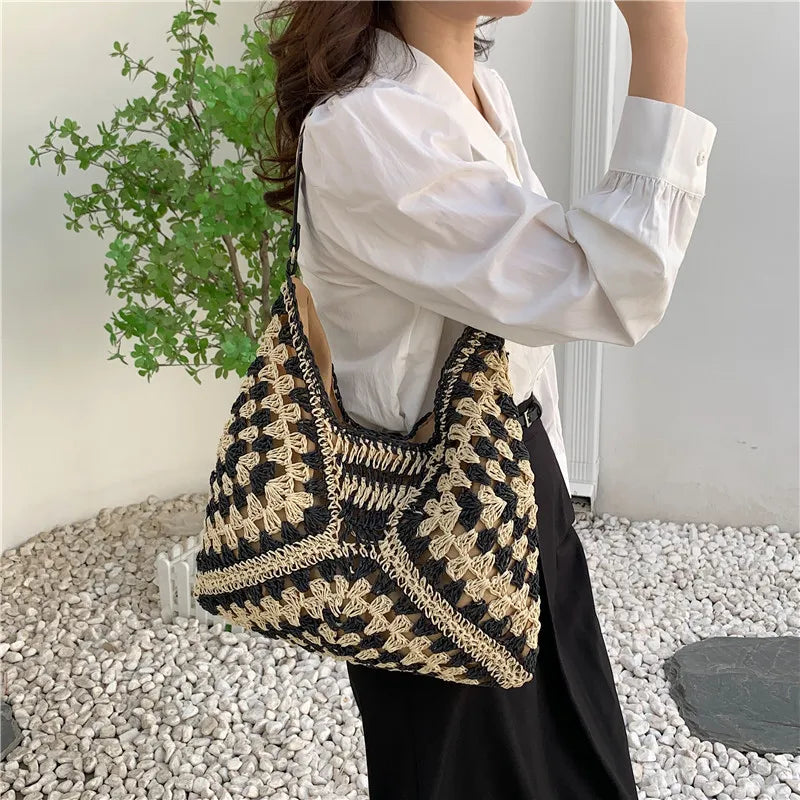 Woven Net Shoulder Bag – Beach Tote Handbag for Women & Girls Peaceful Pleasures Health and Wellness