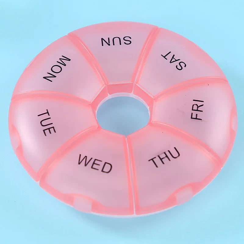 7-Day Weekly Pill Organizer | Portable Round Travel Pill Case
