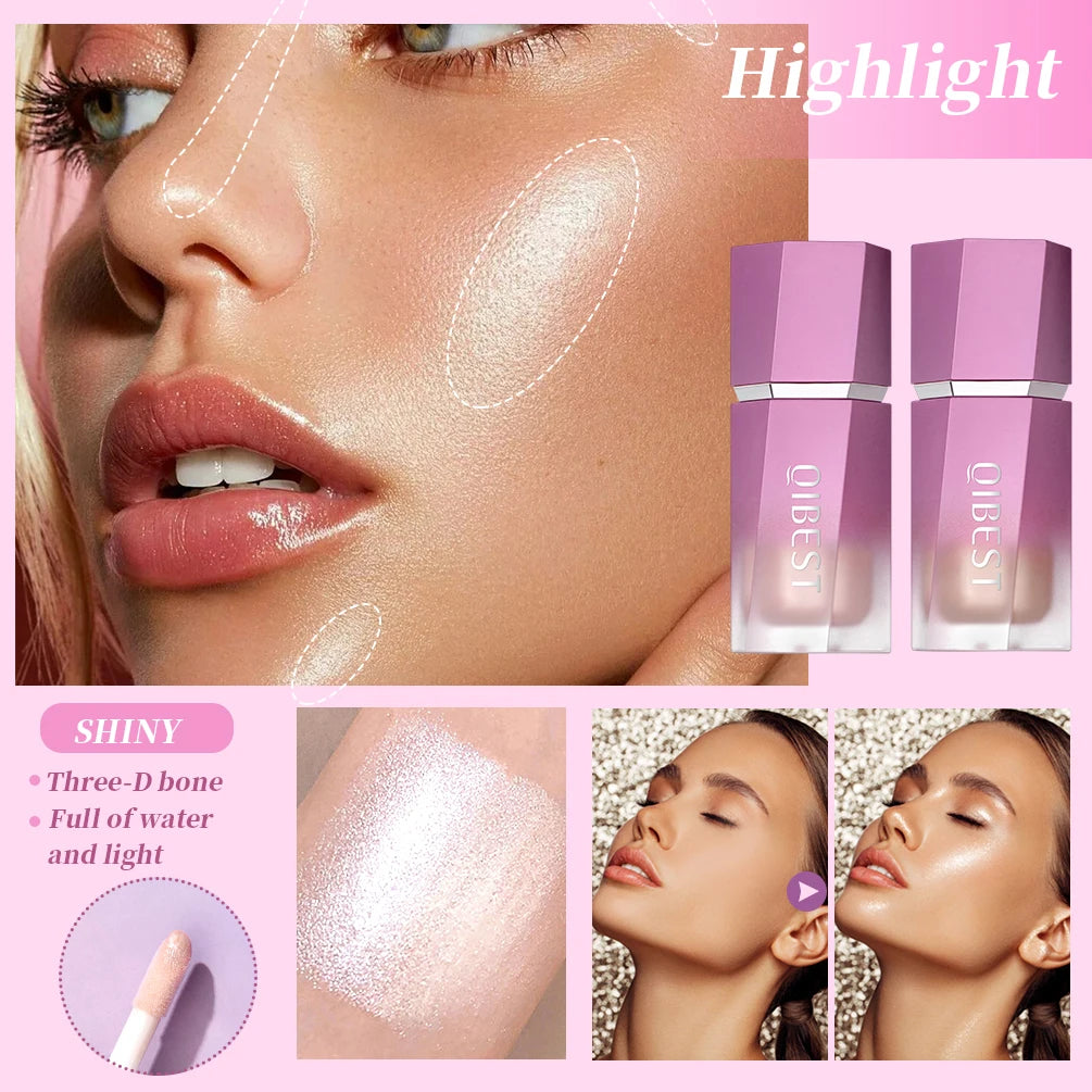 QIBEST Liquid Blusher Natural Cream Cheek Eye Tint Blush Multi-use Makeup Stick Liquid Contouring Highlighter Brighten Cosmetics Peaceful Pleasures Health and Wellness