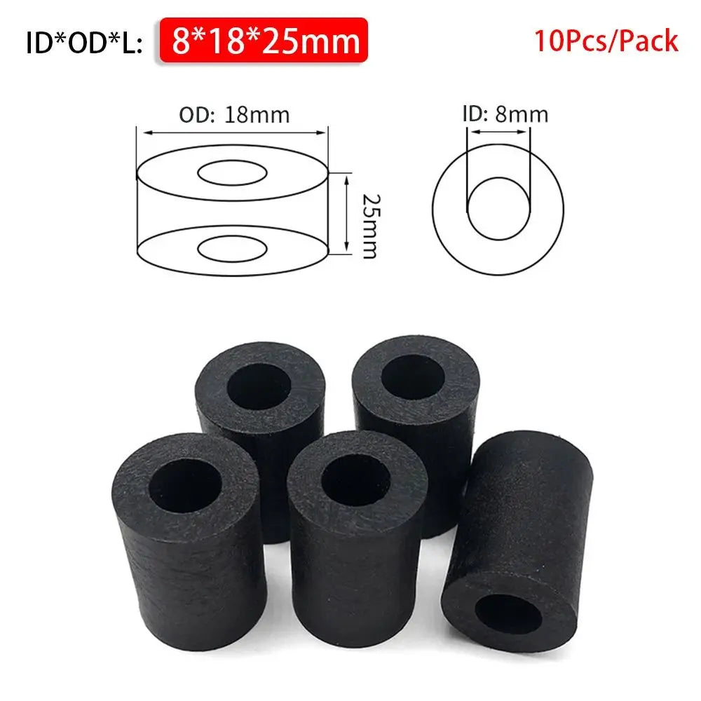 10Pcs/Pack New Non-Threaded ABS Spacer PCB Board Support M3-M10 Hollow Standoff Round Black Nylon Washer Peaceful Pleasures Health and Wellness 8x18x25mm