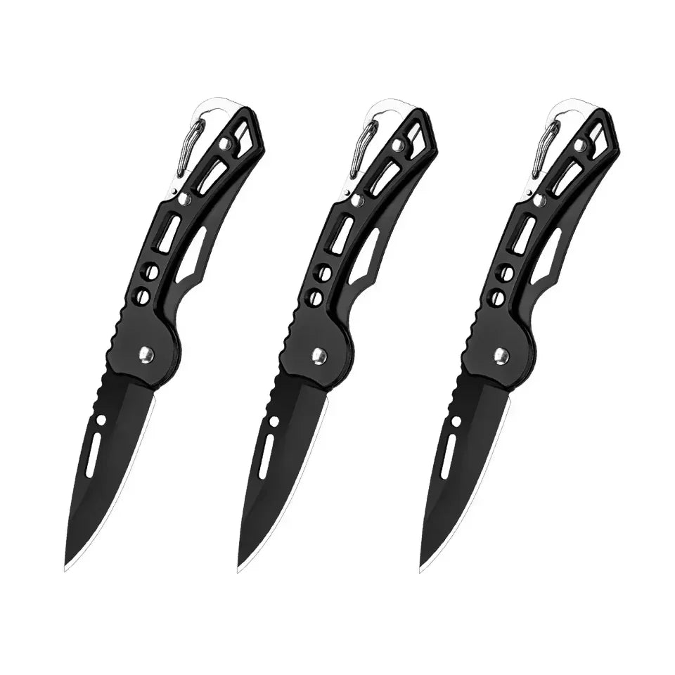 Stainless Steel Folding Pocket Knife – 3 or 6 Pack Peaceful Pleasures Health and Wellness Black-3pcs