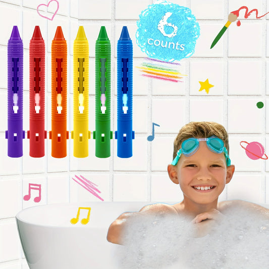 6 Colors Washable Bath Crayons Colorful Easy-clean Bathtub Markers Peaceful Pleasures Health and Wellness