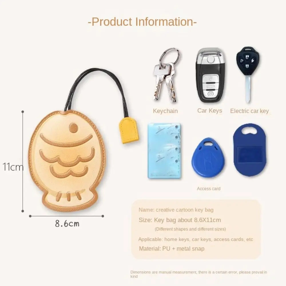 Creative Open Close Key Bag Pull Out Cartoon Cute Large Capacity Drawstring Universal Electric Vehicle Car Key Holder Daily Use Peaceful Pleasures Health and Wellness