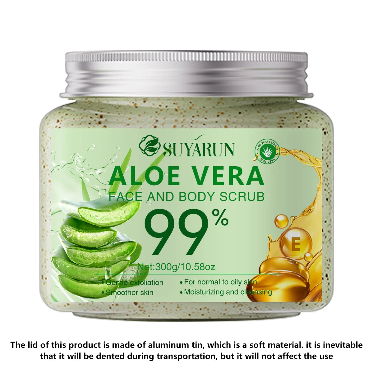 SUYARUN Aloe Vera Body Scrub Exfoliator - Natural Deep Cleansing, Hydrating for Sensitive Skin, Spa Quality Soft Smooth Skin. Peaceful Pleasures Health and Wellness 300g