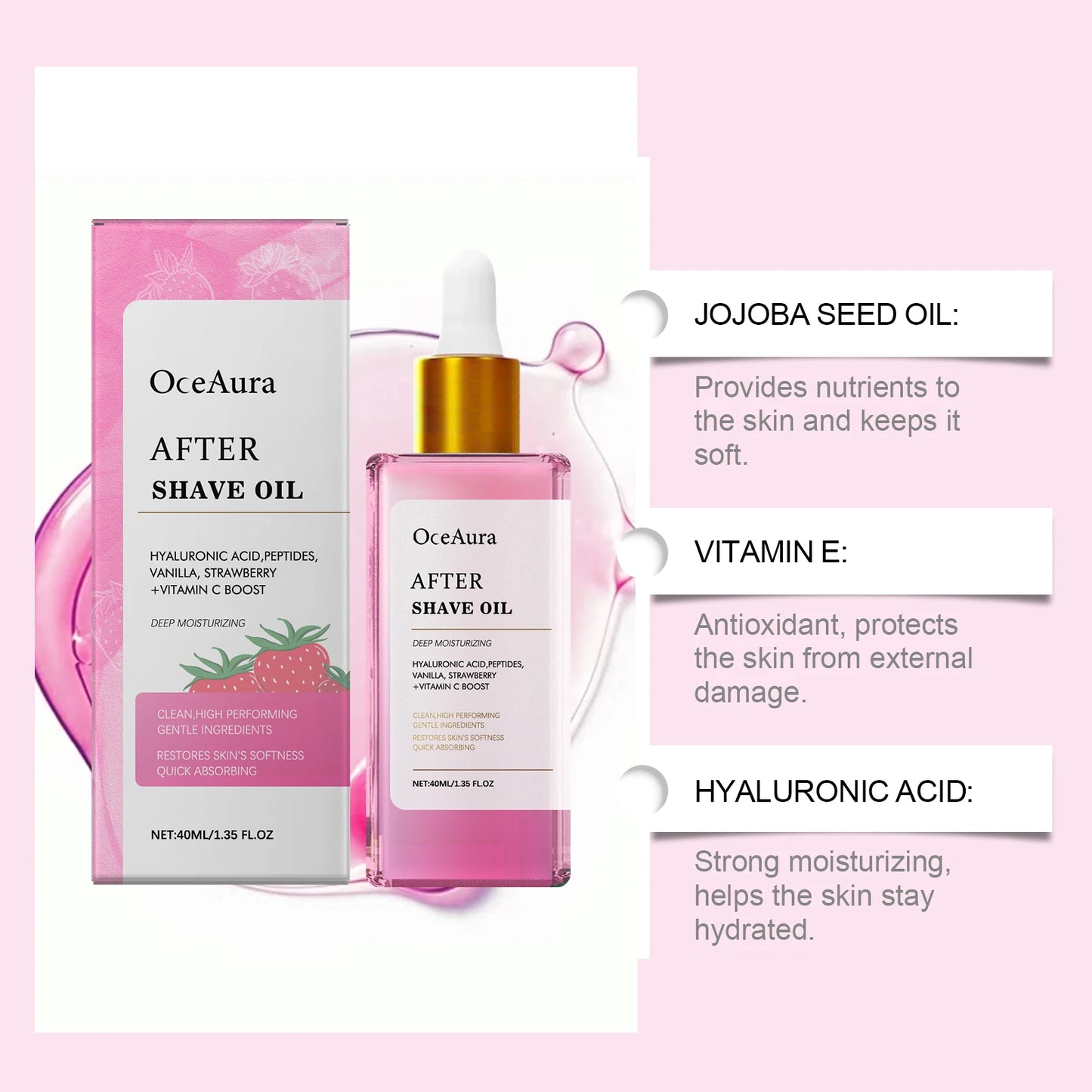 Strawberry After Shave Oil – Soothing, Moisturizing, Non-Greasy