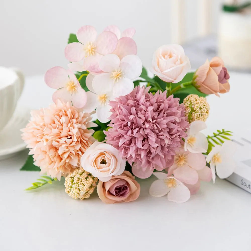Silk Artificial Rose & Chrysanthemum Flowers | Wedding Home Decor