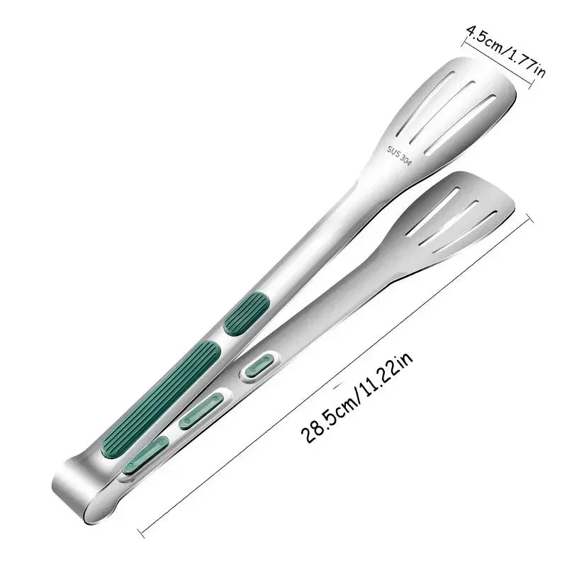 Stainless Steel Non-Slip Food Tongs | BBQ Grill & Kitchen Clamp