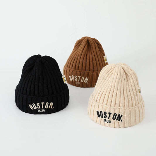 Baby Winter Knit Beanie Hat | Letter Embroidery Toddler Cap Baby Winter Hat Peaceful Pleasures Health and Wellness