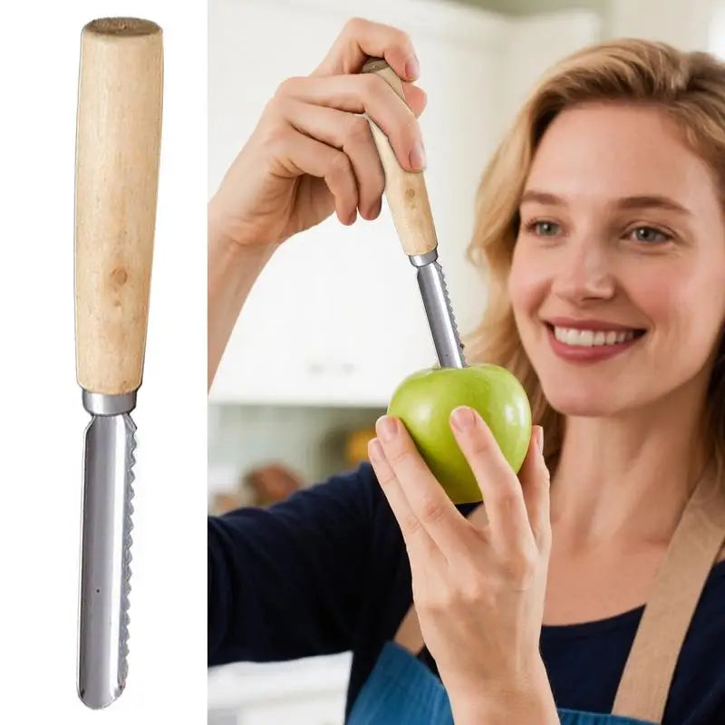 Stainless Steel Apple Corer with Wooden Handle Vegetable Fruit Corer Pear Pitter Anti-Slip Kitchen Corer for Fruit Slicing Peaceful Pleasures Health and Wellness