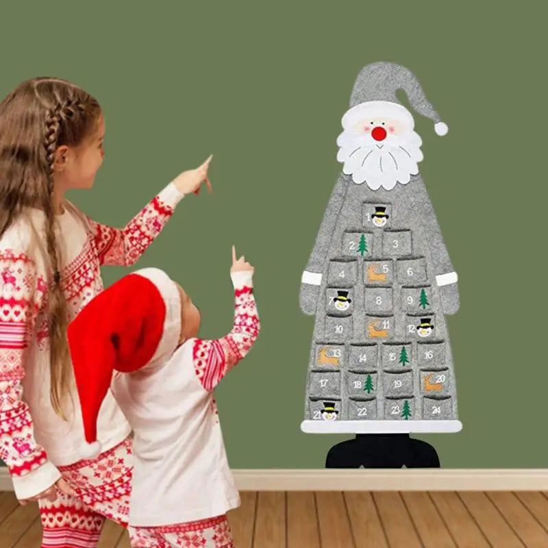 Felt Christmas Tree Advent Calendar – 24 Pocket Kids Decor