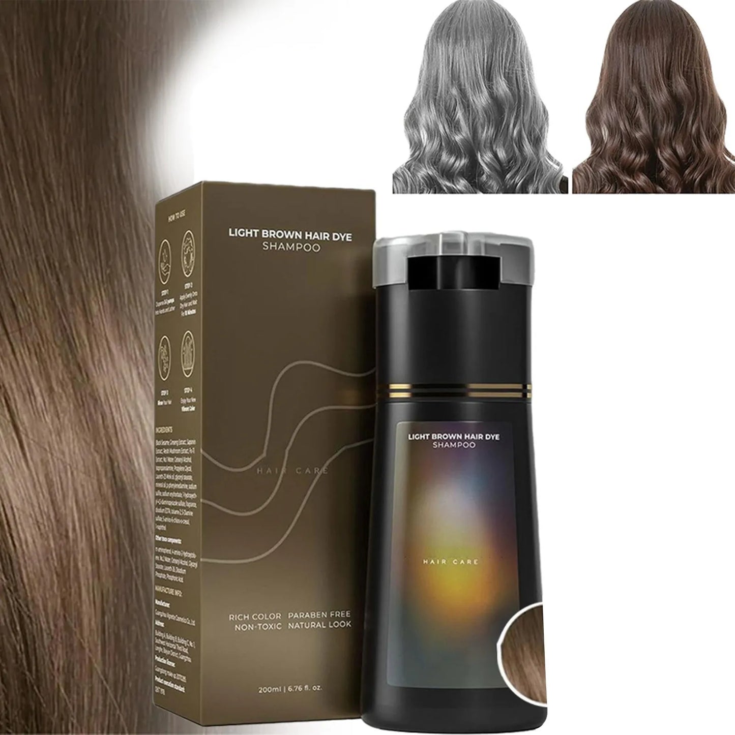 Polar Hair Dye Shampoo, Polar Hair Color, Polar Hair Color Shampoo for Gray Hair Coverage, Haircare Instant Dye Shampoo for Wome Peaceful Pleasures Health and Wellness Light Brown