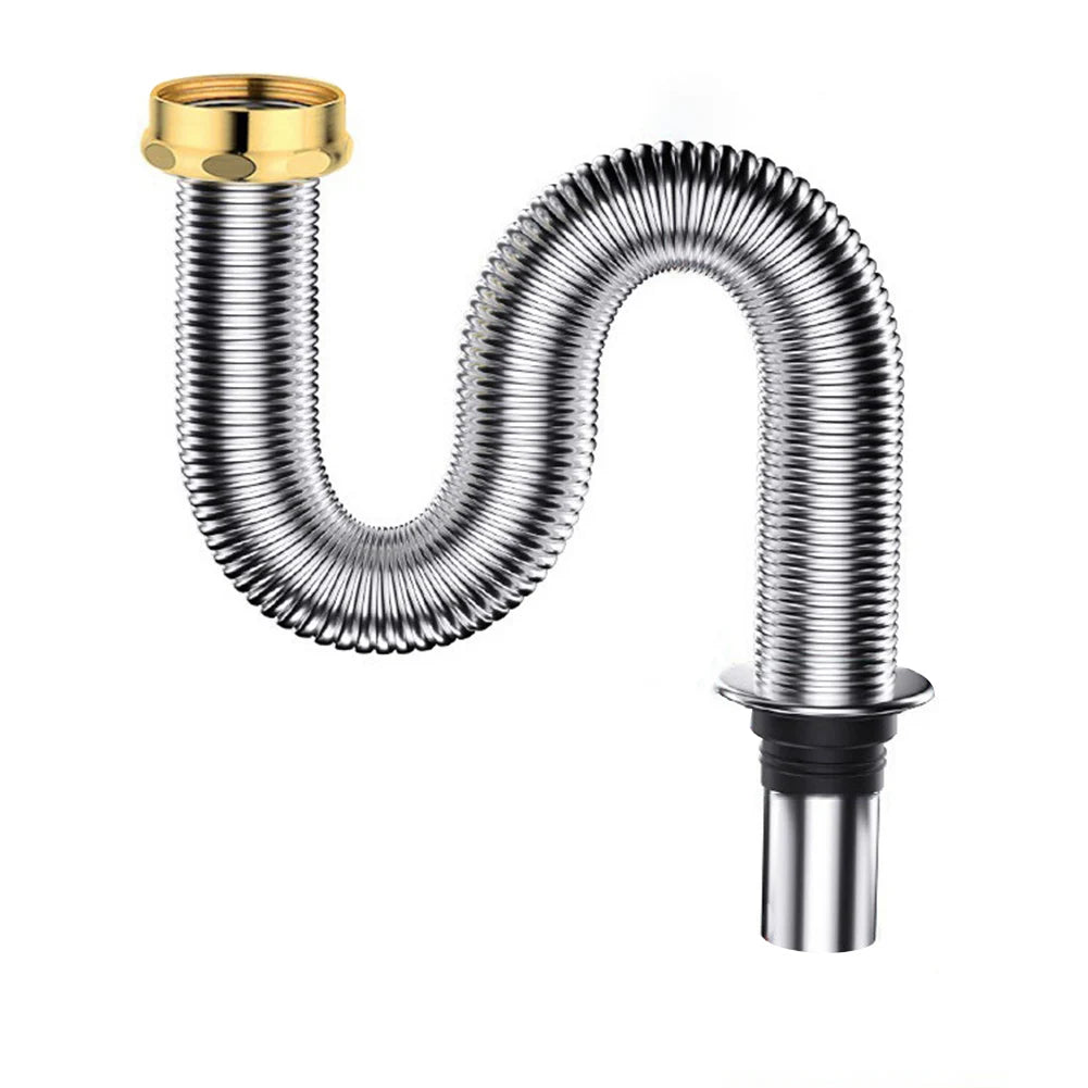 80 Stainless Steel Sink Siphon Waste Drain Flexible Pipe Hose Kitchen