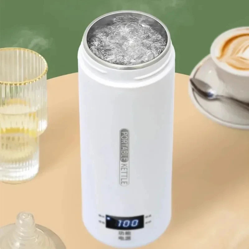 450ML Electric Kettles Portable Tea Coffee Kettle Travel Boil Water Thermal Cup Anti-Scald Water Bottle English Menu Peaceful Pleasures Health and Wellness