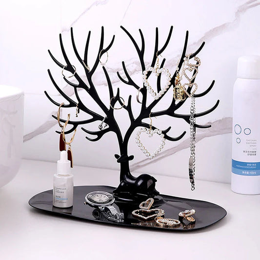Reindeer Tree Jewelry Stand Organizer with Tray | Earrings & Necklaces Jewelry Organizer Stand Oasis Select