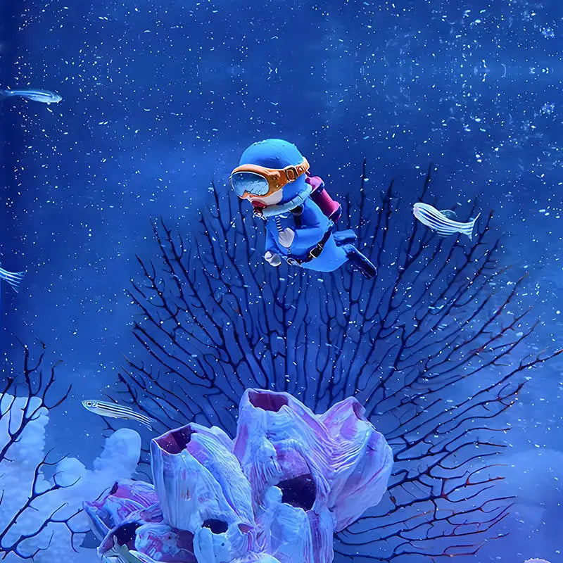 Creative Aquarium Floating Ornaments Diver&Girl Mini Decor Floating Fish Tank Turtle Cylinder Suspended Ornament Accessories Peaceful Pleasures Health and Wellness
