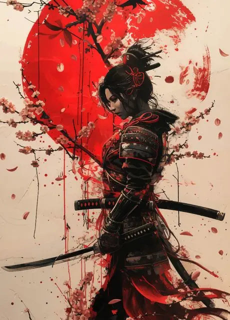 Japanese Geisha Samurai Canvas Wall Art Poster | Home Decor Canvas Wall Art Peaceful Pleasures Health and Wellness 03 50x70cm Unframed