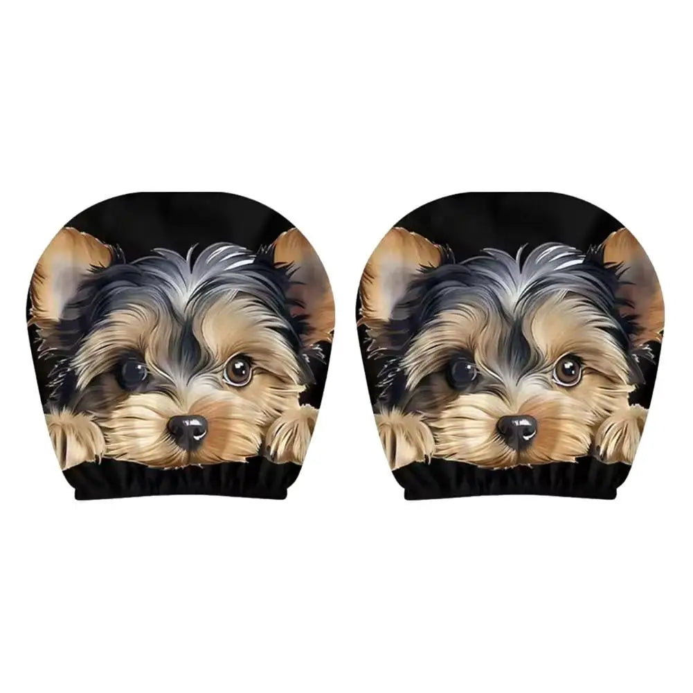2PCS Funny Animal Car Headrest Covers Universal Auto Seat Neck Pillowcase Cute Cat Dog Monkey Pattern Interior Decor for Sedan Peaceful Pleasures Health and Wellness A