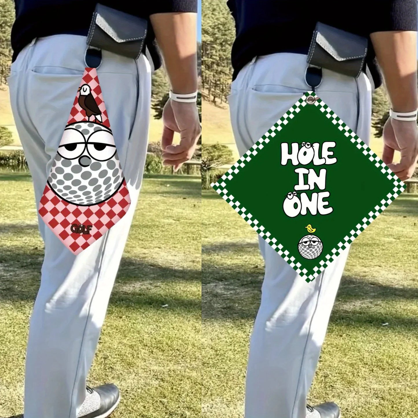 Double-Sided Golf Towels with Telescopic Hook – Set of 2