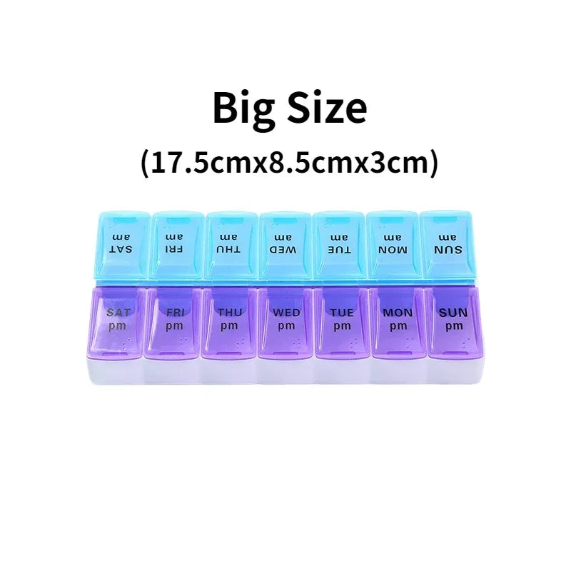 New Weekly Portable Travel Pill Cases Box 7 Days Organizer 14 Grids Pills Container Storage Tablets Vitamins Medicine Fish Oils Peaceful Pleasures Health and Wellness NO.8