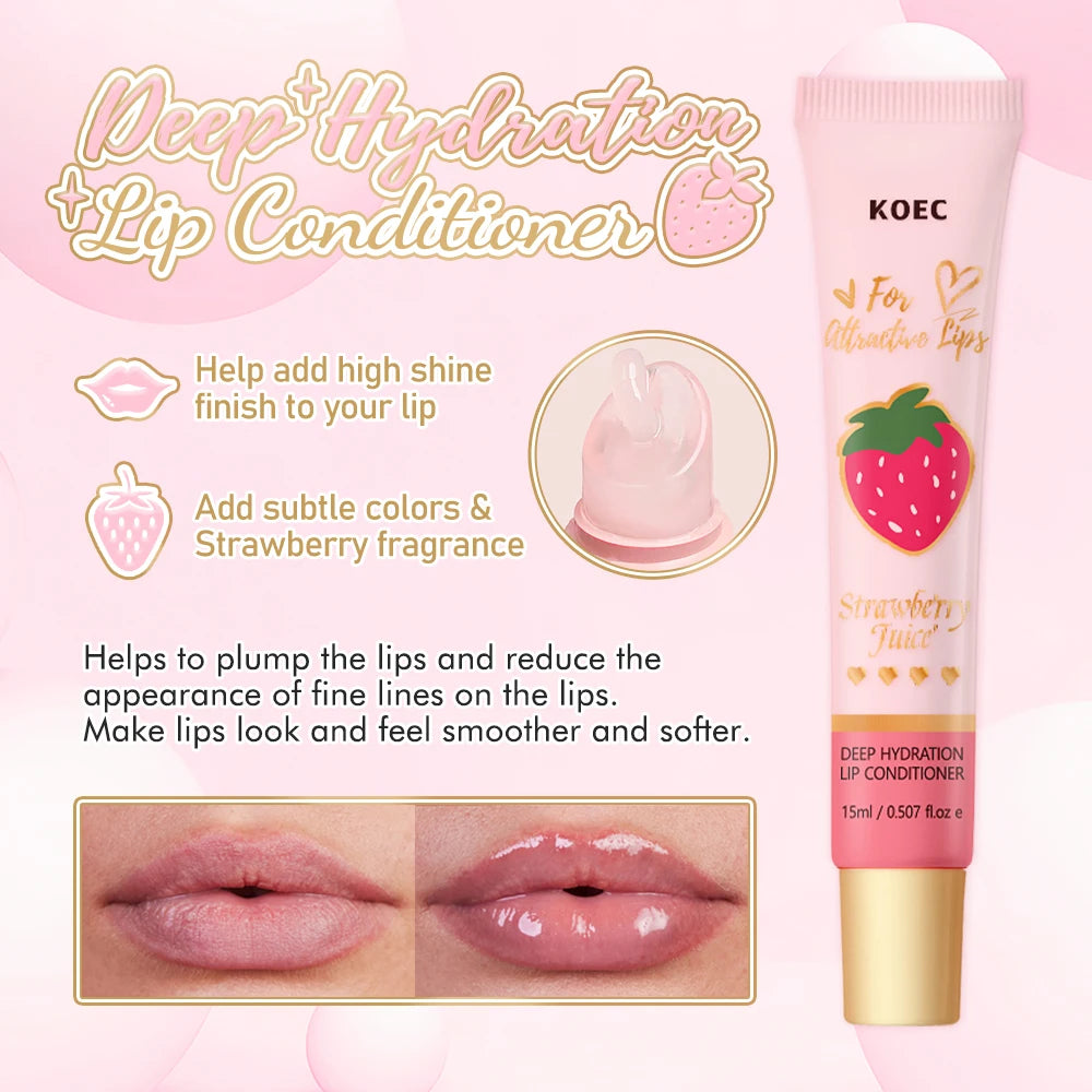 Strawberry/Peach Lip Set, Peach Lip Oil + Lip Lotion, moisturizing and anti-cracking, moisturizing lips and providing gloss Peaceful Pleasures Health and Wellness