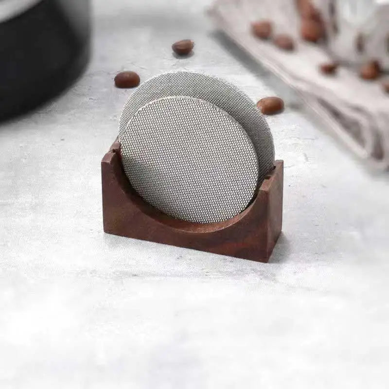Espresso Coffee Puck Screen Stand, Reusable Wooden Walnut Stand for 51/53/58mm Espresso Portafilter Puck Screen Peaceful Pleasures Health and Wellness