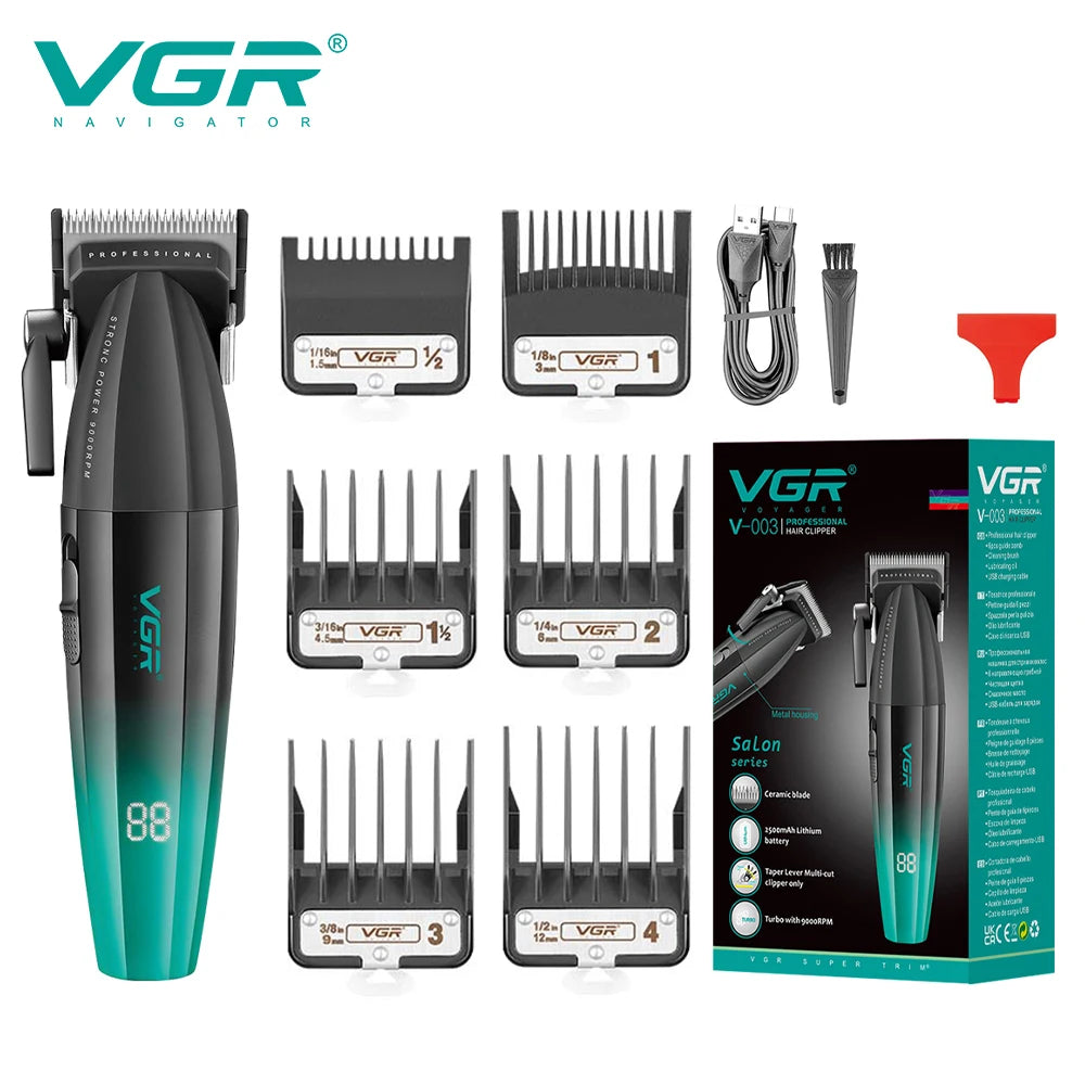 VGR Hair Clipper Professional Hair Trimmer Electric Clippers Cordless Hair Cutting Machine 9000RPM Trimmer Clipper for Men V-003 Peaceful Pleasures Health and Wellness USB 2
