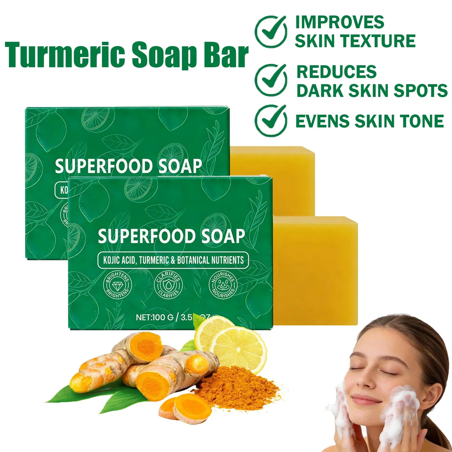 Turmeric Brightening Soap Bar – Kojic Acid, Dark Spot Cleanser Peaceful Pleasures Health and Wellness