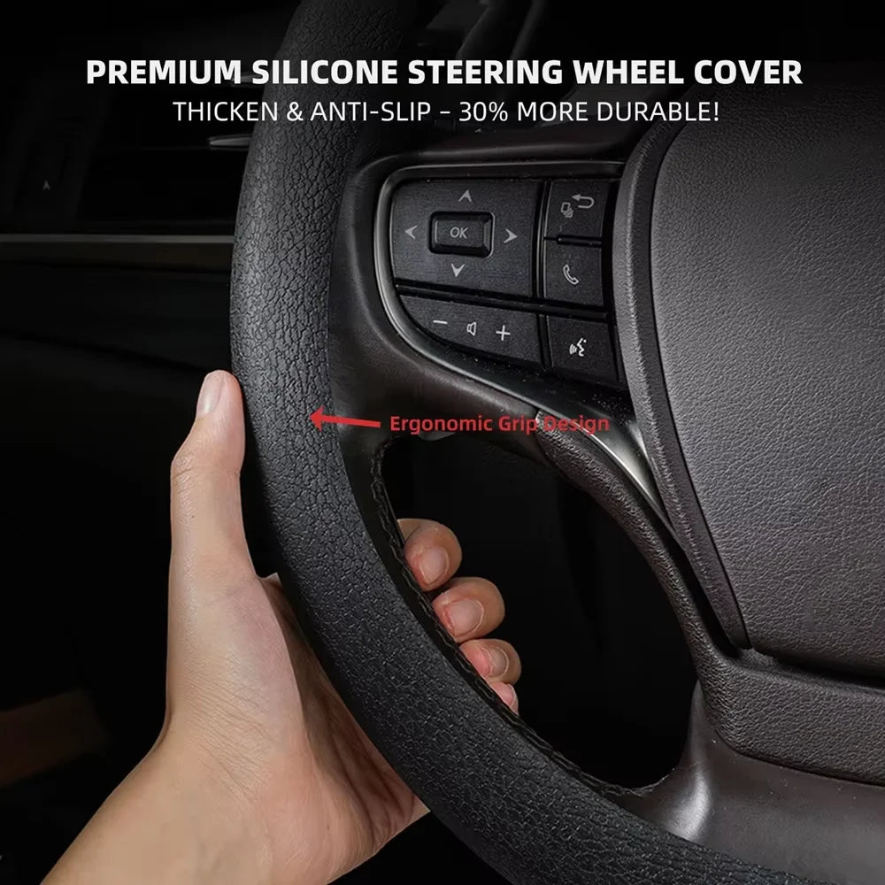 1pc Anti-Slip Silicone Steering Wheel Cover - Universal Fit, Soft & Odorless Fits 14''/15''/16'' Wheels, Durable & All-Season Peaceful Pleasures Health and Wellness