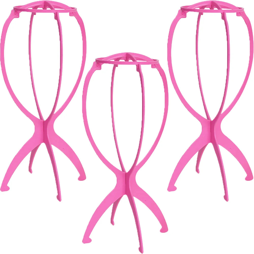3-Pack Folding Wig Stand | Portable Adjustable Hat Display Holder