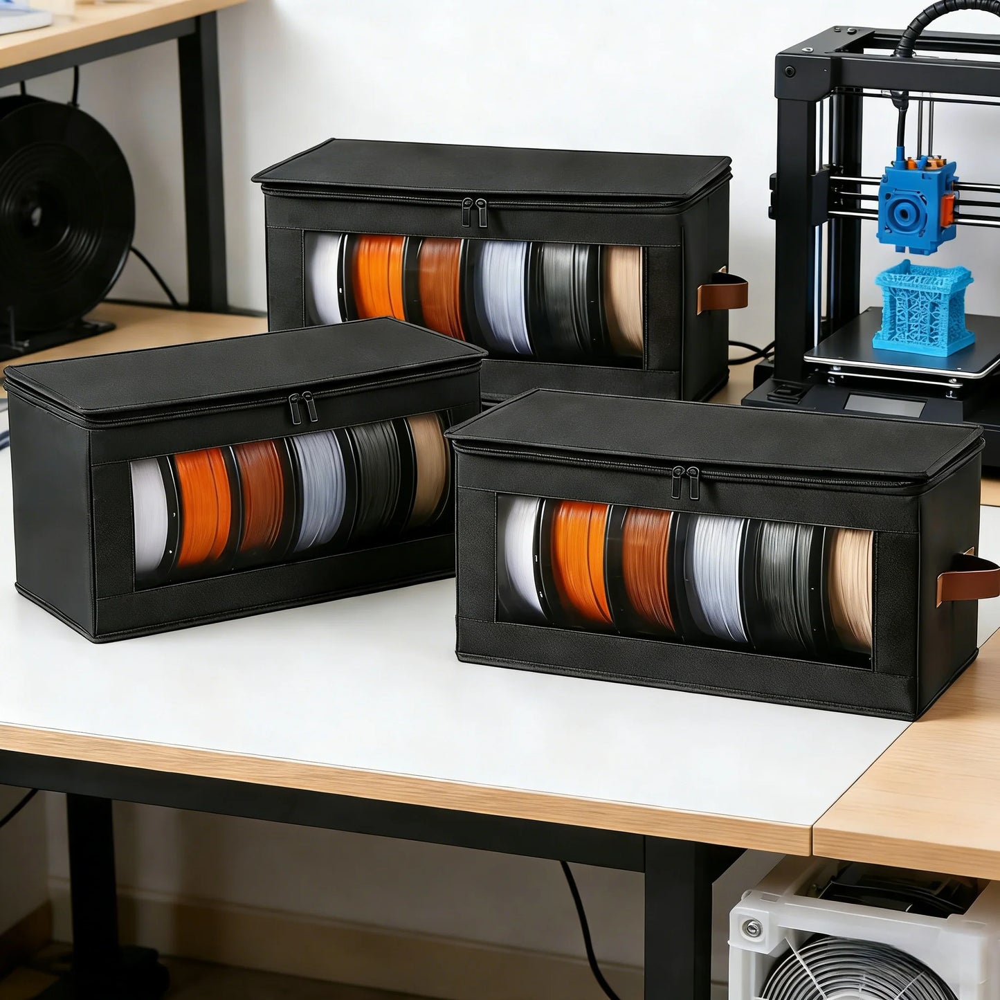 3D Printer Filament Storage Bag with Cover & Holder Rack