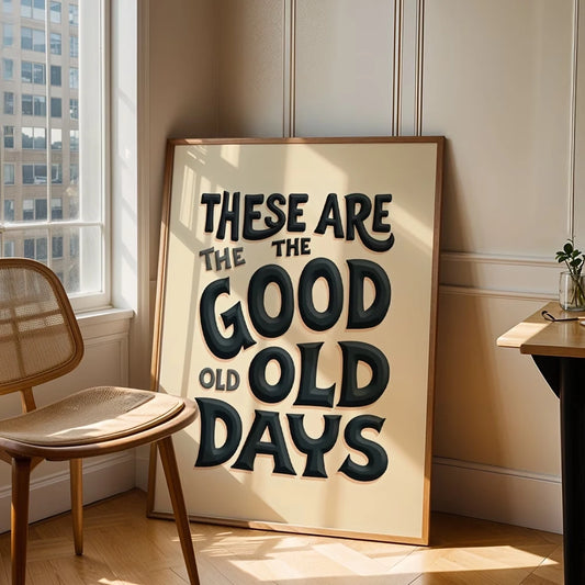 Modern These Are Good Old Days Wall Art Print Canvas Painting Poster Picture For Living Room,Bedroom Home Decor Peaceful Pleasures Health and Wellness G4804 40x50cm Metal Framed