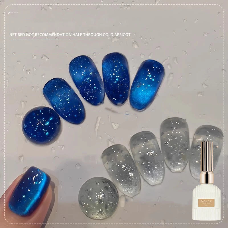 Deep Sea Blue Cat Eye Gel Polish | Bubbly Magnetic Shimmer Nail