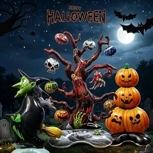 Halloween 4D Stand-Up Foil Balloon – Witch Pumpkin Dead Tree Halloween Party Balloon Peaceful Pleasures Health and Wellness