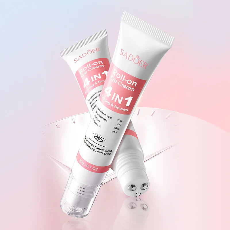SADOER 4in1 Roll-on Moisturizing Eye Cream Anti Dark Circles Eyes Bags Firming Moisturizing Eye Serum Skin Care for Beauty Eyes Peaceful Pleasures Health and Wellness
