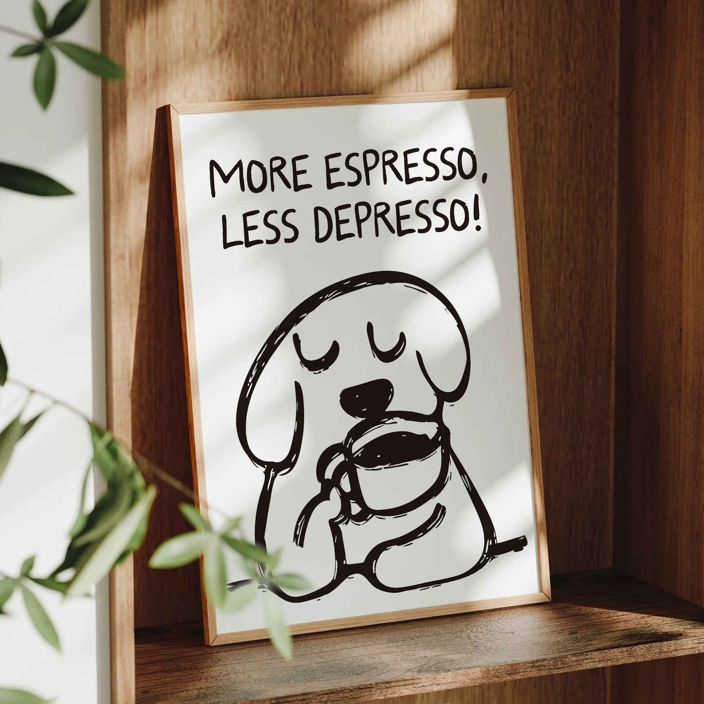 "More Espresso Less Depresso" Retro Coffee Canvas Wall Art