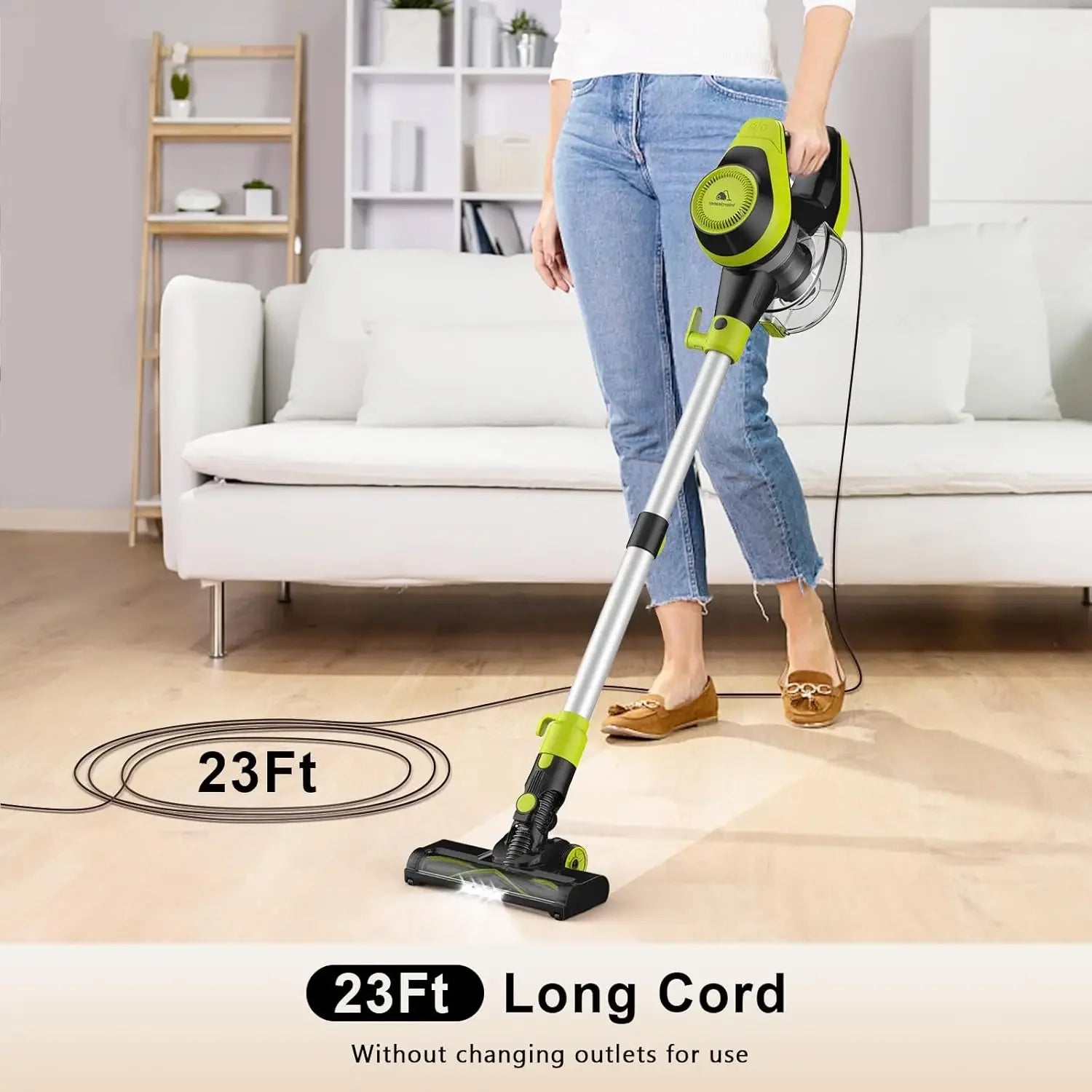 23Ft Corded Stick Vacuum Cleaner, Powerful Suction for Hard Floors Carpets Pet Hair, Adjustable Tube Handheld Peaceful Pleasures Health and Wellness