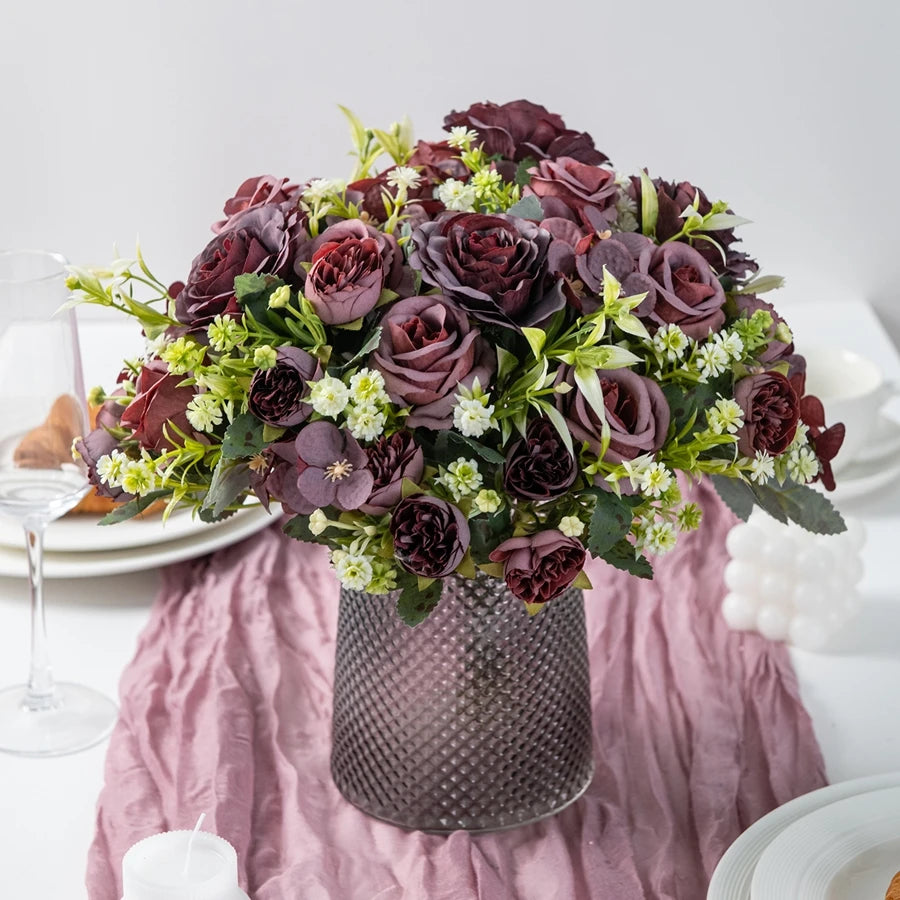 Silk Rose Artificial Flowers for Wedding, Home & Garden Décor
