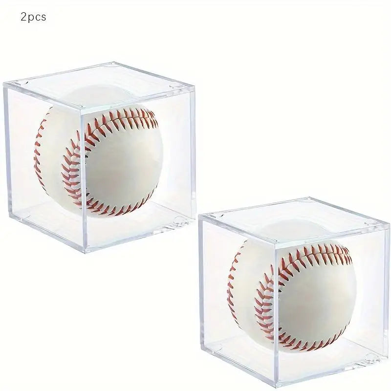 Transparent Acrylic Baseball Display Case, Standing Design, Dustproof Polycarbonate Material, Ideal for Collectible Memorabilia Peaceful Pleasures Health and Wellness 2pcs