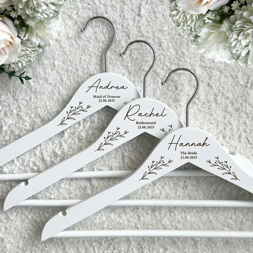 Personalized Engraved Floral Wedding Dress Hanger | Bridal Gift