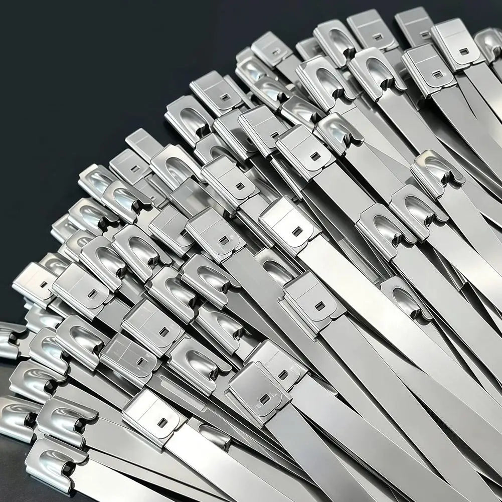 100-Pack Stainless Steel Self-Locking Metal Cable Zip Ties