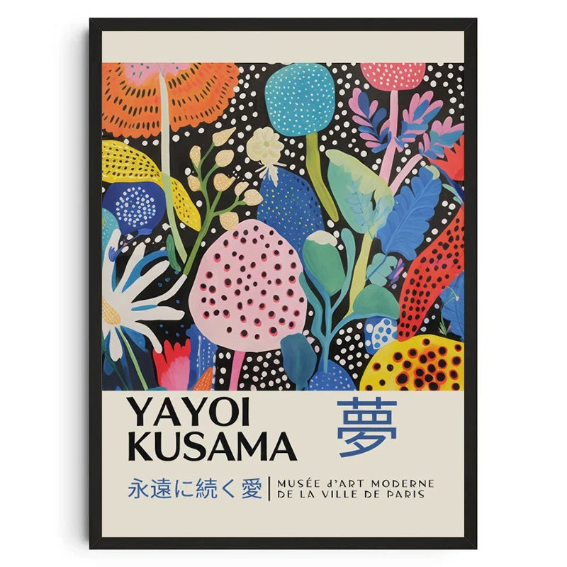 Abstract Yayoi Kusama Style Canvas Poster, Japanese Modern Art Mural Frameless Wall Art for Home Living Room Gallery Decor Peaceful Pleasures Health and Wellness DD027-20 50x70cm Unframed