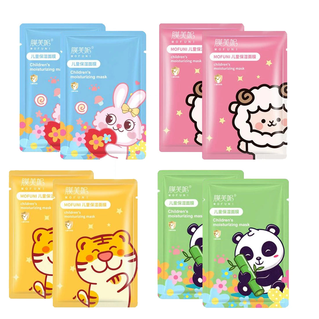 Animal Character Face Mask – Hydrating Hyaluronic Acid Sheet Mask for Kids & Teens Peaceful Pleasures Health and Wellness 8pcs kit