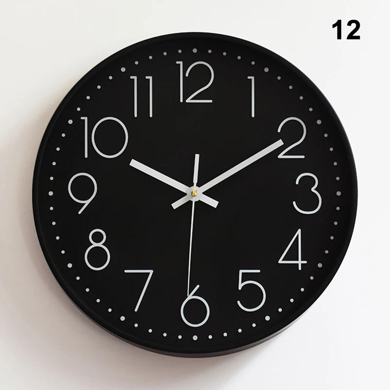 Pointer Display Simple Silent Circular Wall Clock Fashionable Wall Mounted Office Bedroom Clock Home Decoration Peaceful Pleasures Health and Wellness 12