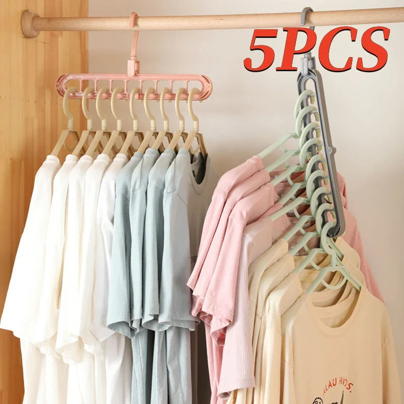 360° Multi-Port Clothes Hanger Rack – 9-Hole Closet Organizer