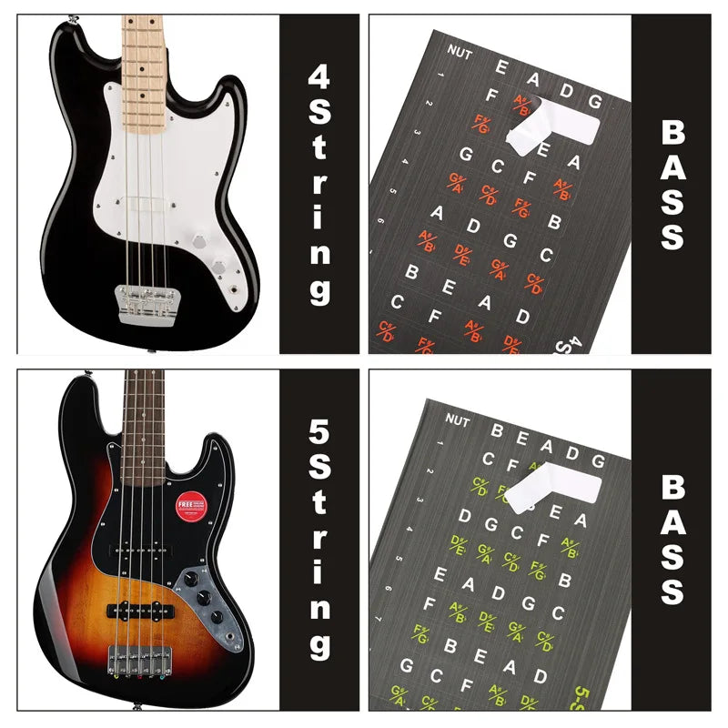 4 5 Chord Bass Scale Sticker English Letters Tone Names Electric