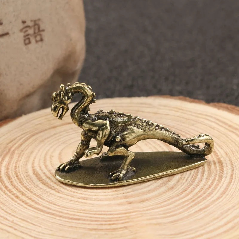 Retro Brass Mini Dragon Figurines Desk Decoration Solid Brass Pterosaur Statue Ornament Home Decor Micro Carved Crafts HomeDecor Peaceful Pleasures Health and Wellness