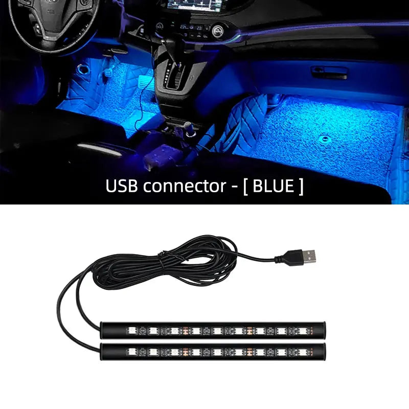 2-in-1 LED Car Neon Atmosphere Foot Light – USB & 12V
